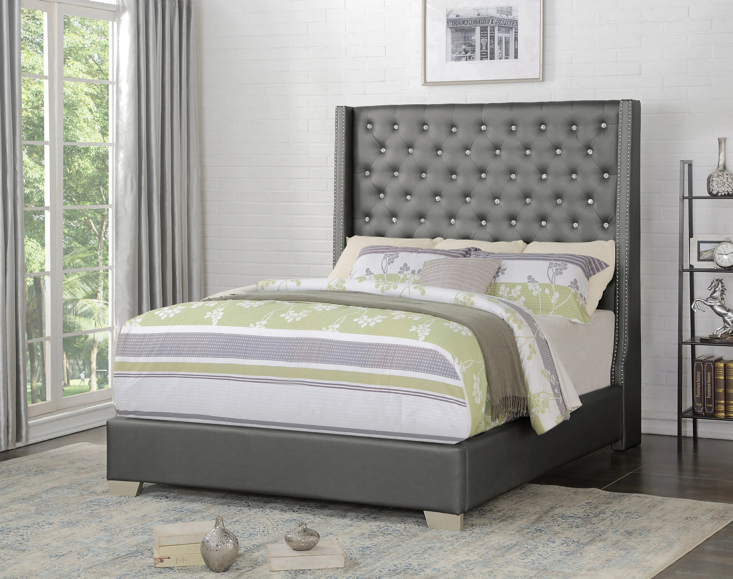 Grey diamond hot sale bed frame