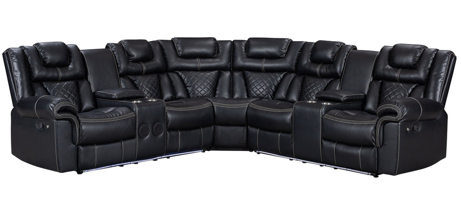 Alexa2023 Black Reclining Sectional