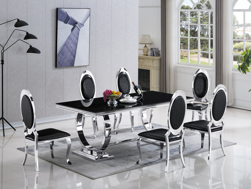 D2022 Black Dining Table Set