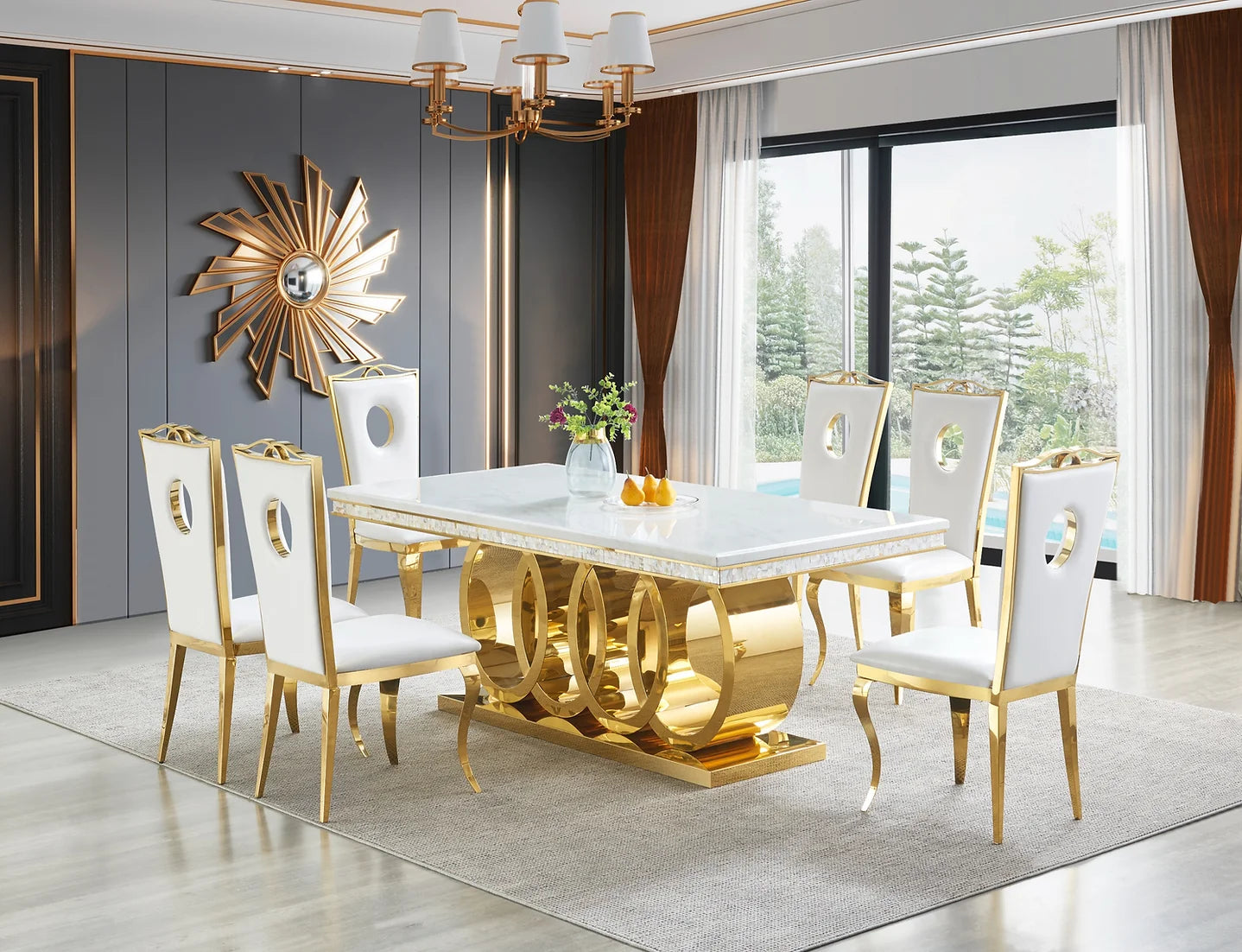 D620 White/Gold Giovanni Table Set