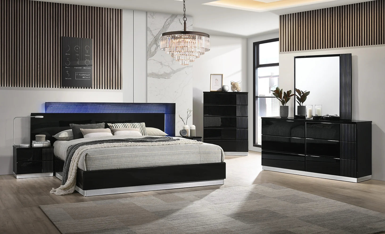 B77 Modena Black Bedroom Set