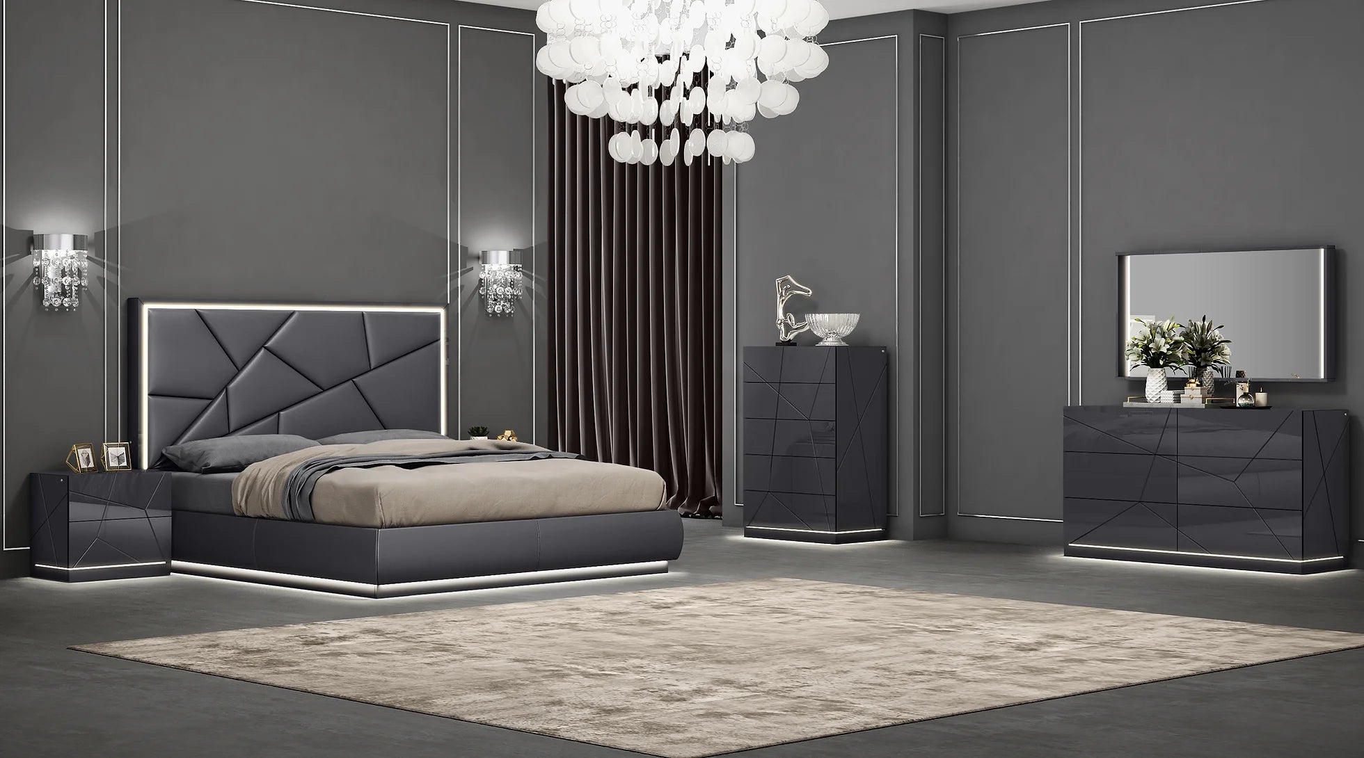B89 Grey LED Zoe Bedroom Set