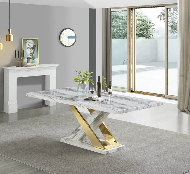 D610 White/Gold Viva Dining Set