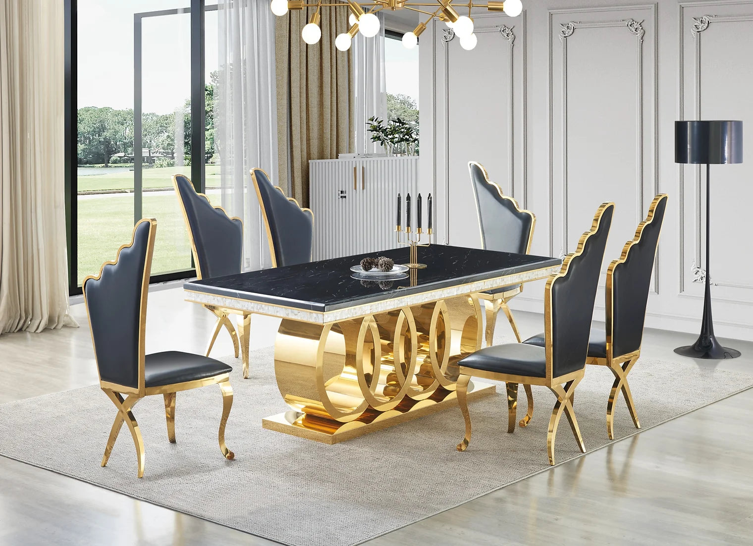 D620 Black/Gold Giovanni Table Set