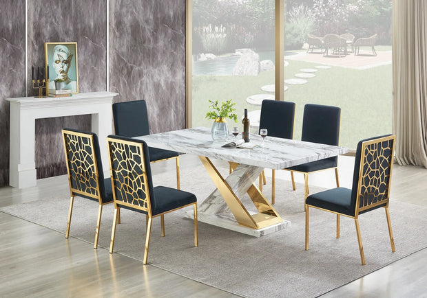 D610 Black/Gold Viva Dining Set