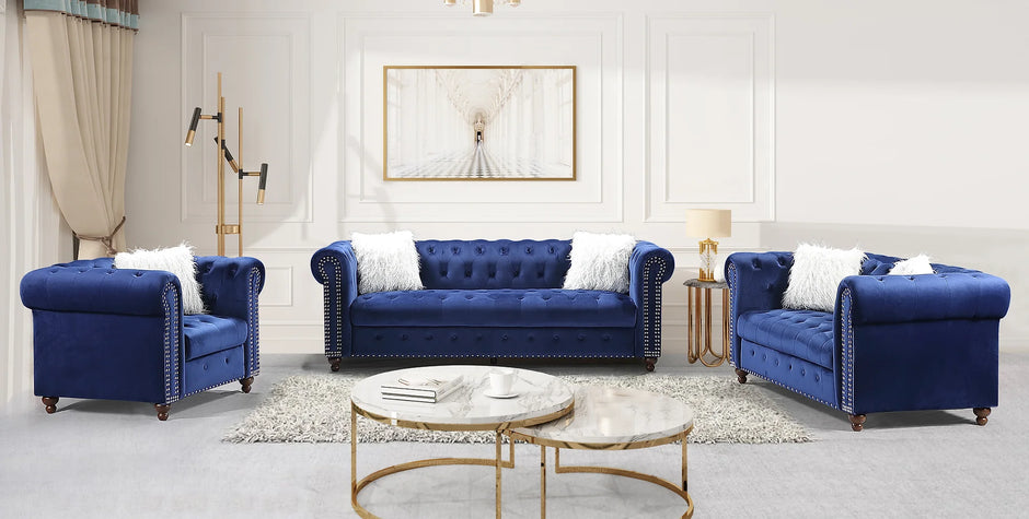 S8188 Blue Milan Sofa + Loveseat