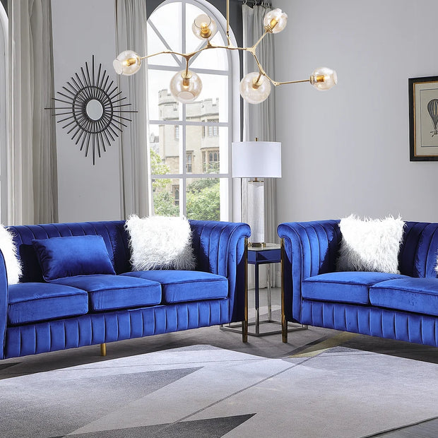 S8288 Sofá + Loveseat Fara Azul