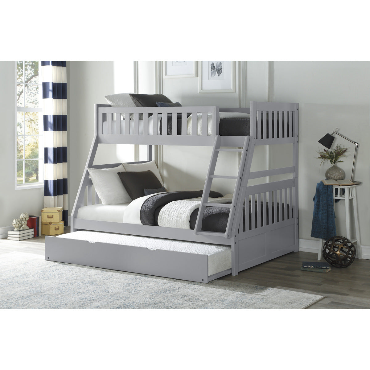 B2063TF-1*R  Grey Twin/Full Bunk Bed