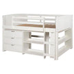 790-TW-B Cama baja tipo loft con dos rejillas, color blanco