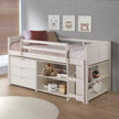 790-TW-B Cama baja tipo loft con dos rejillas, color blanco