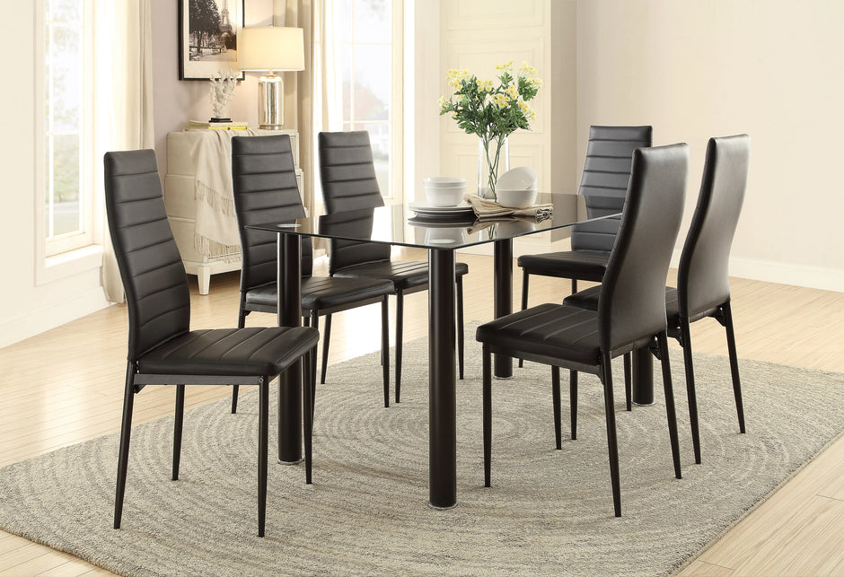 5538 Black Florian 7pc Dining Set