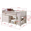 790-TW-B Cama baja tipo loft con dos rejillas, color blanco