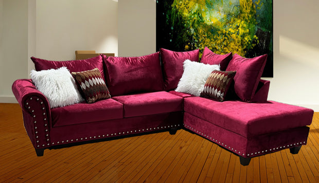 220 Red Sectional Nailheads