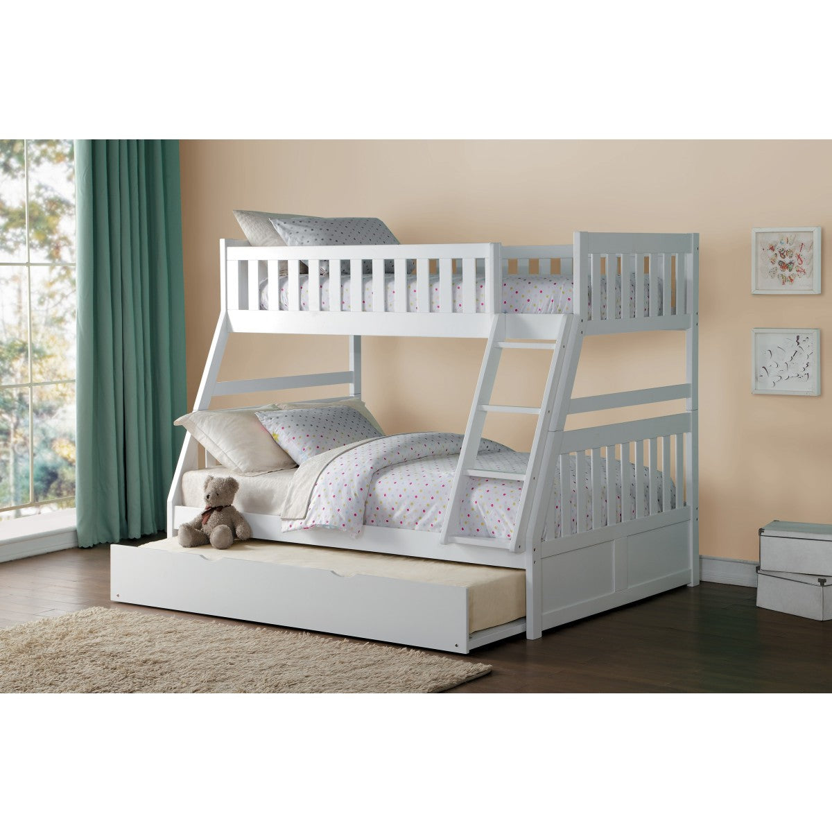 B2053TFW-1*T Twin/Full White Bunk Bed