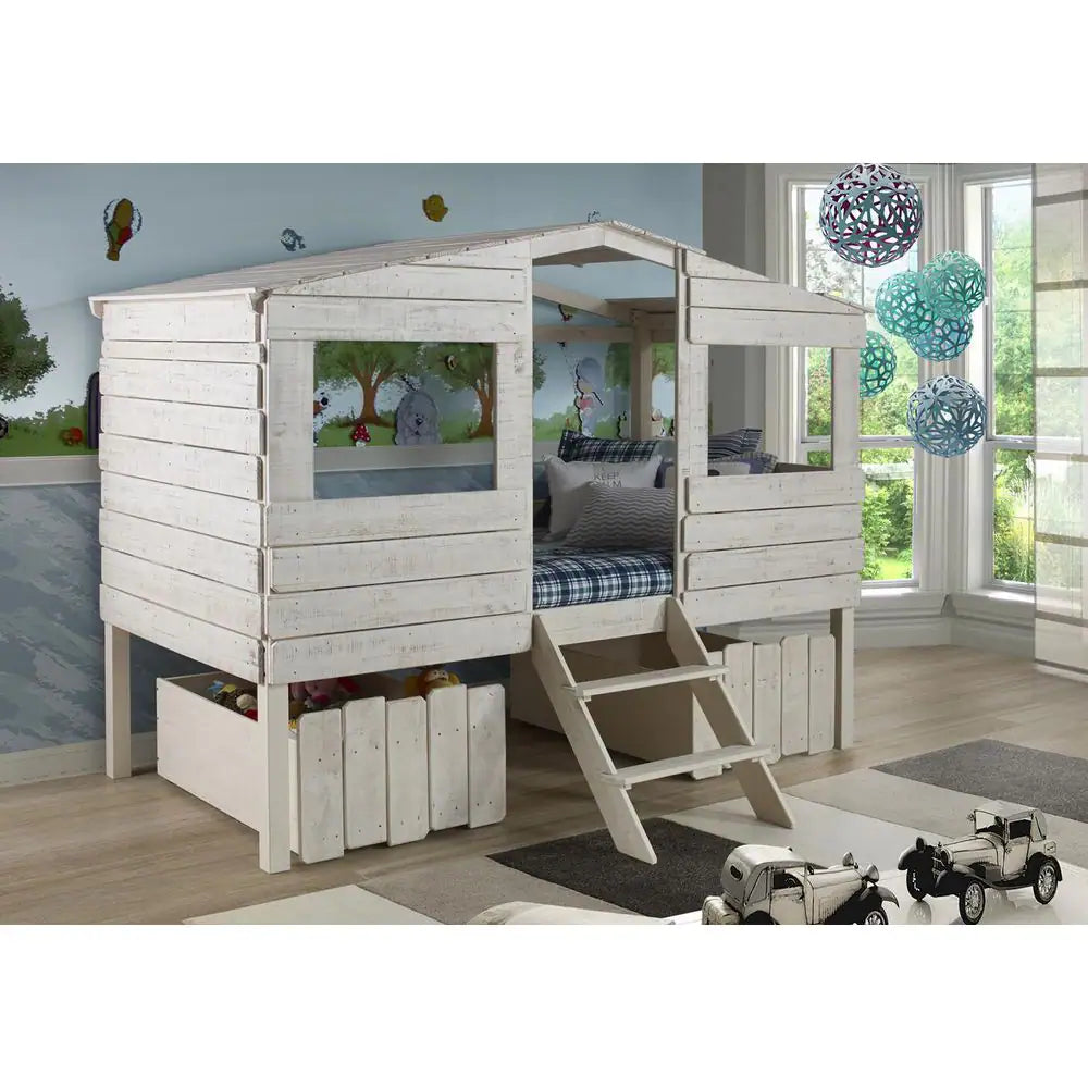 1380-TLRS Twin Tree House White Bed