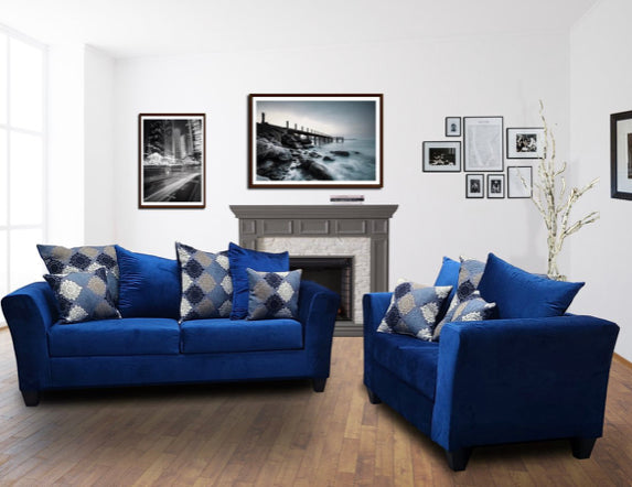 300 Blue Sofa and Loveseat