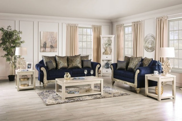 SM7744 MARINELLA BLUE SOFA + LOVESEAT